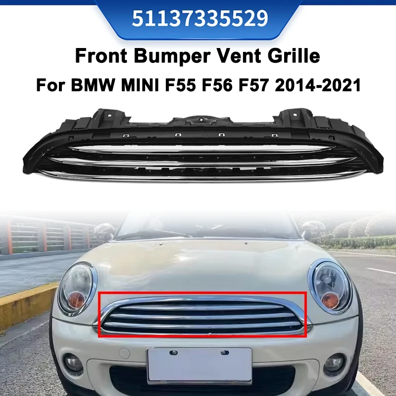 

Front Bumper Chrome Vent Middle Grille for BMW MINI F56 F55 Cabrio F57 51137335529 Front Bumper Honeycomb Mesh Car Accessories