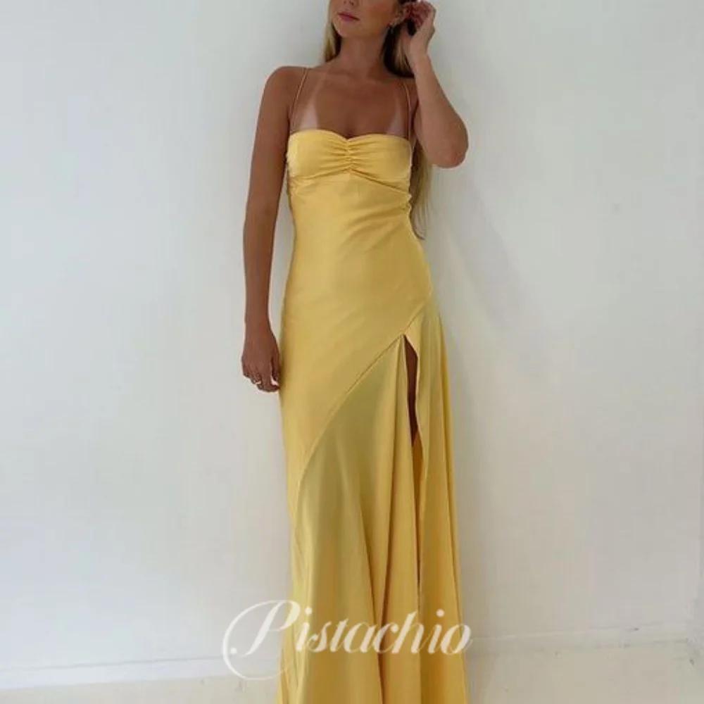 

Boho Party Dress For Women Sweetheart Neck Spaghetti Straps Beach Evening Gowns Backless Floor Length Prom Dresses فساتين سهرة