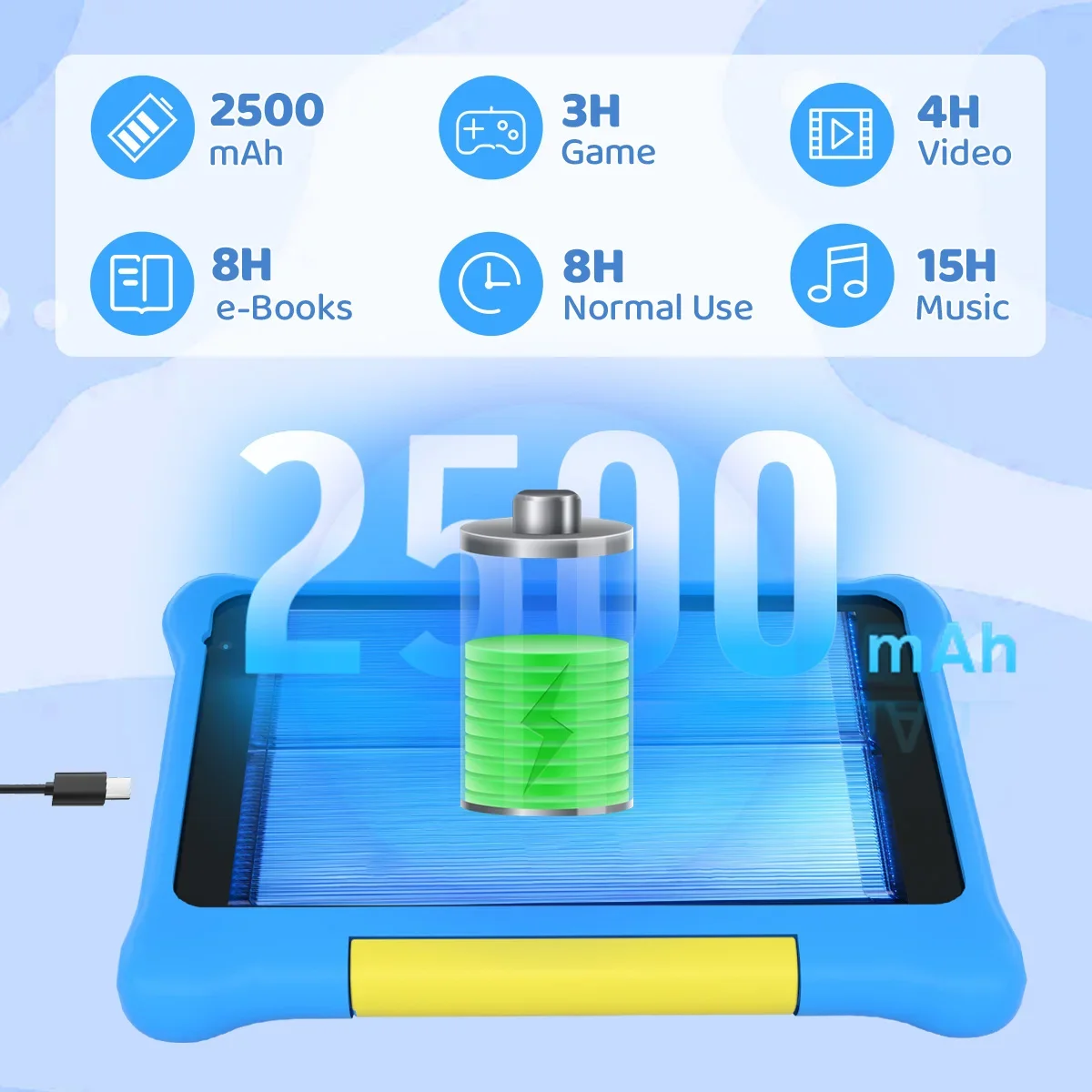 7인치 어린이 학습용 태블릿 번들, 필기 보드, 드로잉 태블릿, 헤드폰, 스타일러스, 가방, 부모 통제 기능, 안드로이드13 쿼드 코어 5GB+32GB