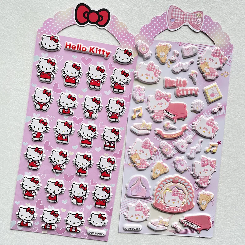 4 szt. Urocze naklejki 3D z motywem Sanrio, kreskówki anime, kawaii Kuromi Cinnamoroll, naklejki do samodzielnego tworzenia albumów, na laptopa, telefon, zabawki, prezenty