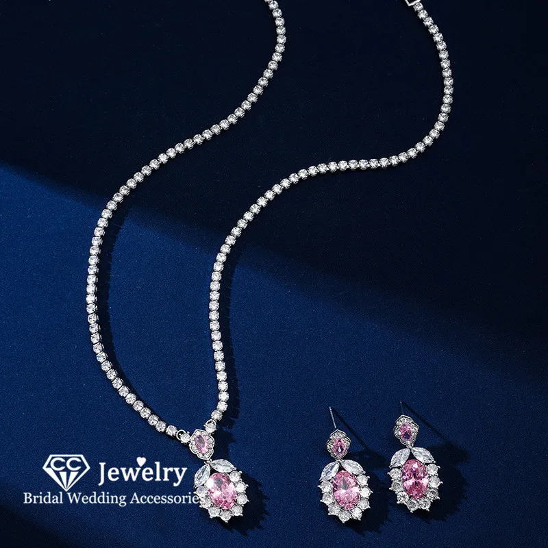 

CC Изысканный комплект ювелирных изделий Женские аксессуары Свадебные мероприятия Свадебные украшения Обручальное простой дизайн Ожерелье Серьги Наборы HL122