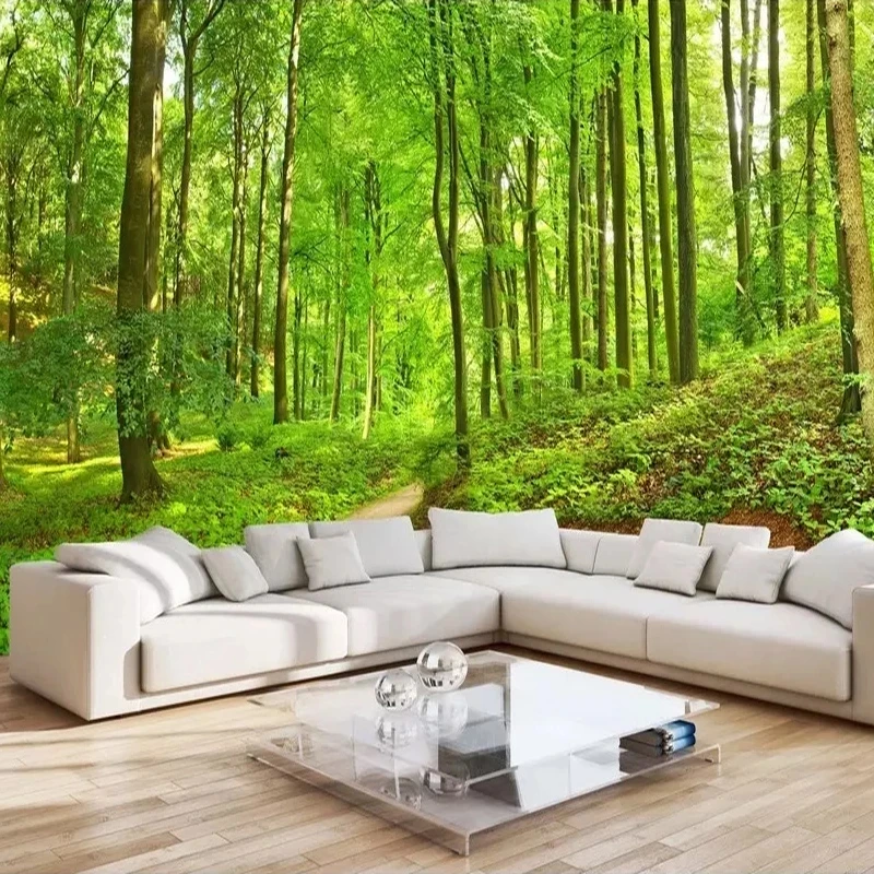 Custom 3D Photo Wallpaper green Forest Tree Small Road Mural Bedroom Living room sofa TV background wall restaurant study Hotel