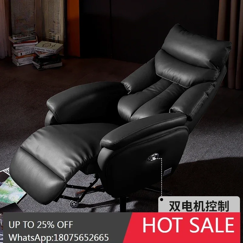 LYN reclining leather chair comfortable sedentary home cowhide president seat