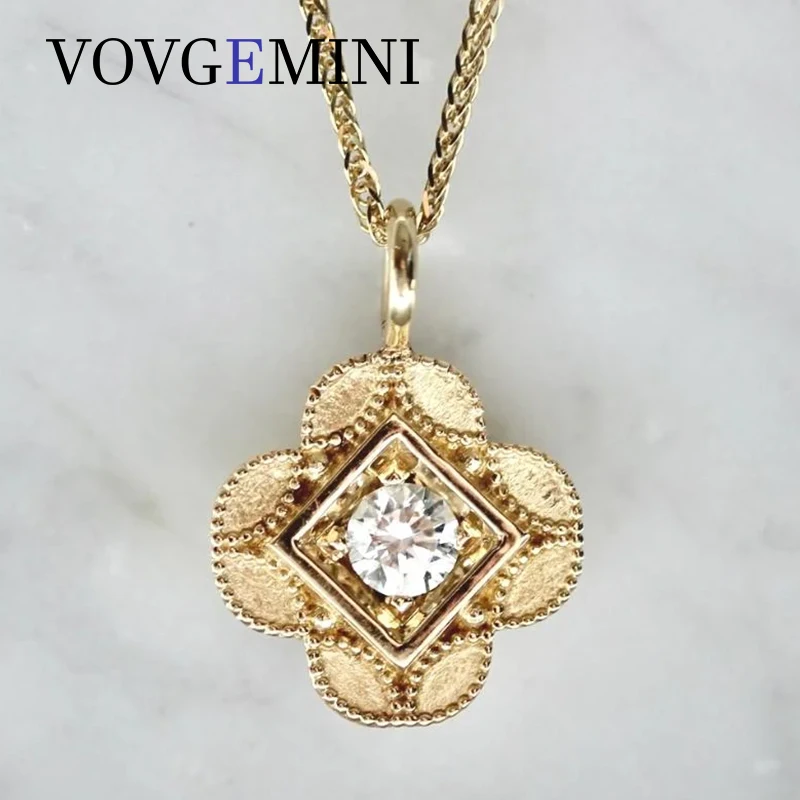 VOVGEMINI Moissanite Necklace Round Brilliant Cut 18k Gold Woman Luxury Flower Designer Chain For Women Jewelry Real 9k 14k