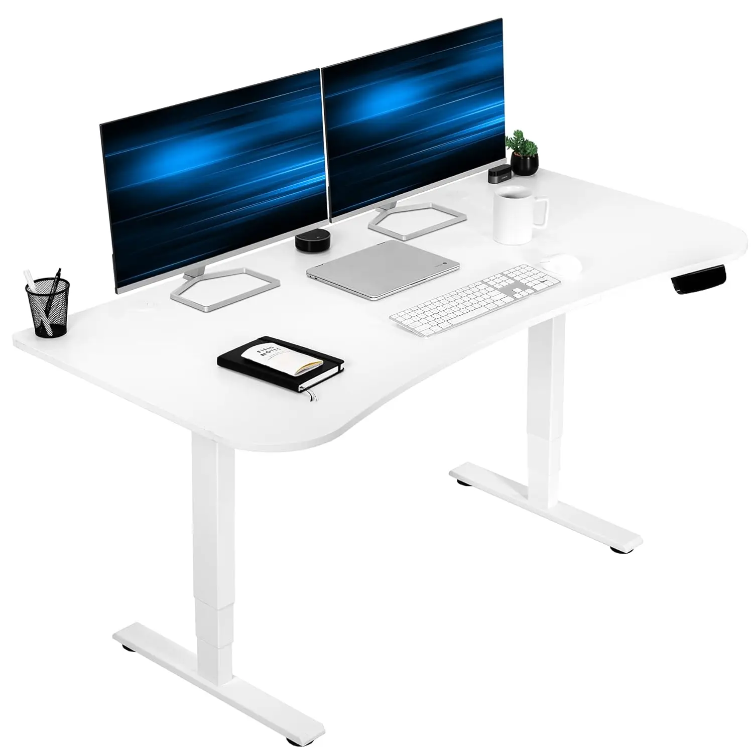 

Electric 63 x 32 in Standing Desk, Memory Height Adjustment, 176 lb Frame Support, 2E Series, White Top White, Customized