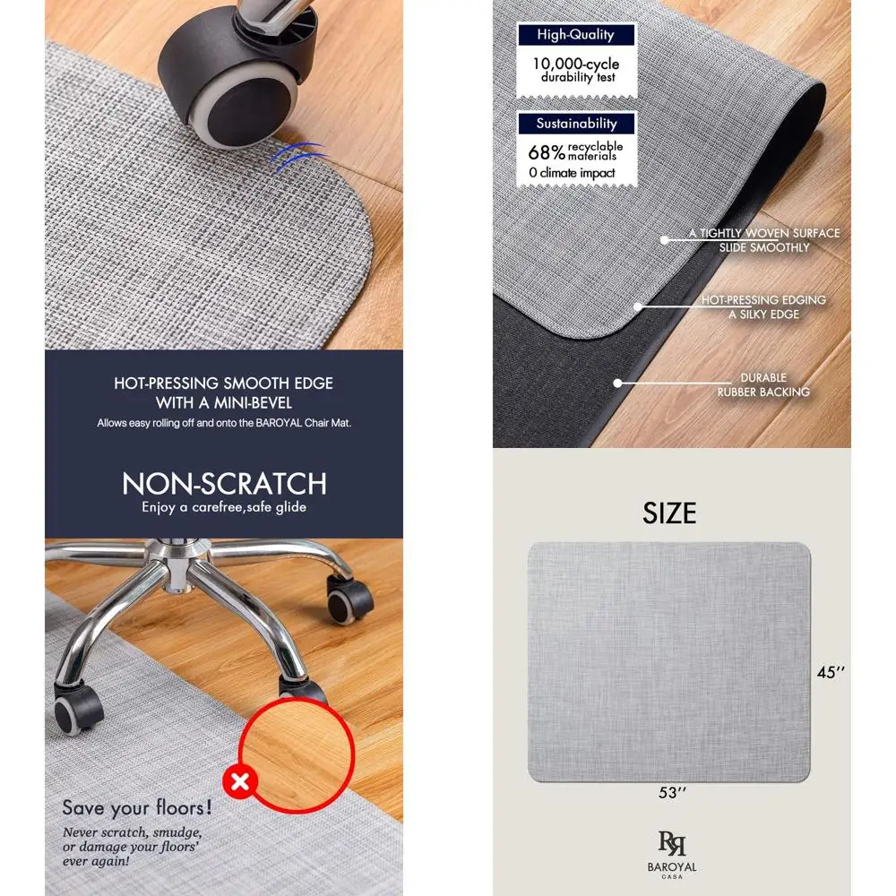 

Коврик для стола с деревянным полом, нескользящая ПВХ-защита 45x53 для офисного стула на колесиках, подходит для деревянных/плиточных полов