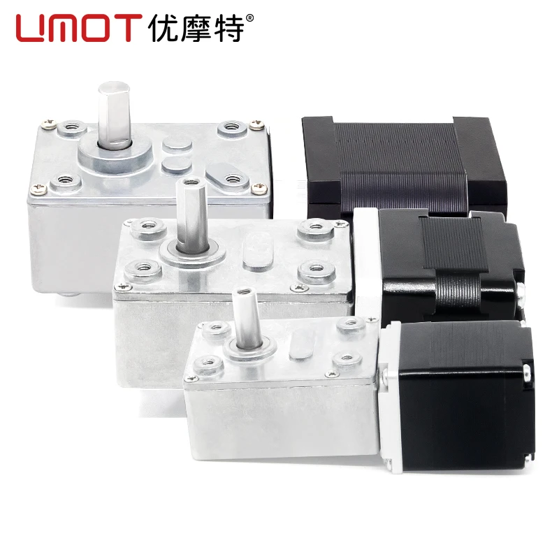 

UMOT Mini High Precision High Torque Single/Double/Hole Output Shaft Nema11/14/17/23 Worm Geared Stepper Motor with Worm Gearbox