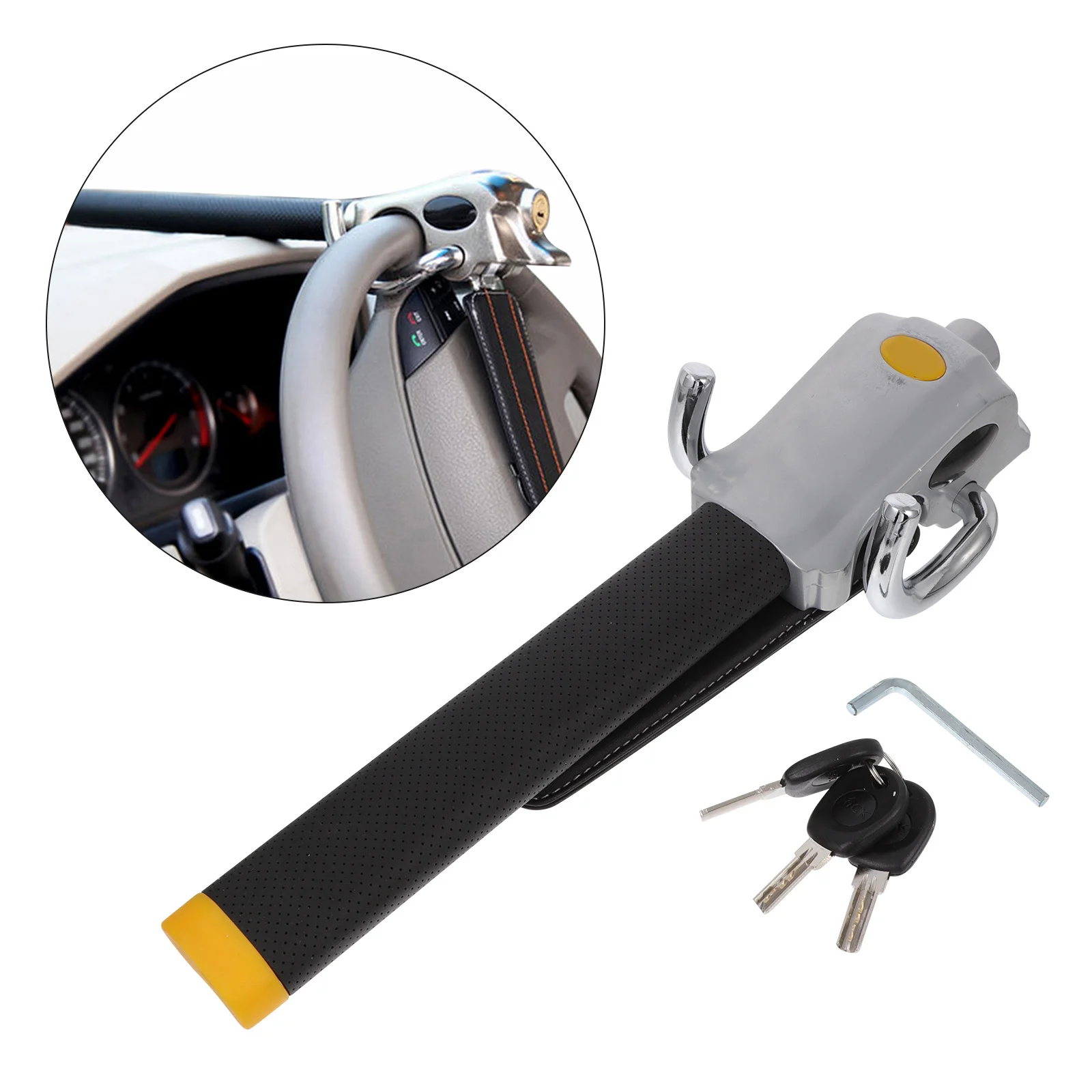 1Set Sturdy Car Steering Wheel Lock Environmental-Friendly Material Humanized Folding Design Effective Anti-Theft Protection