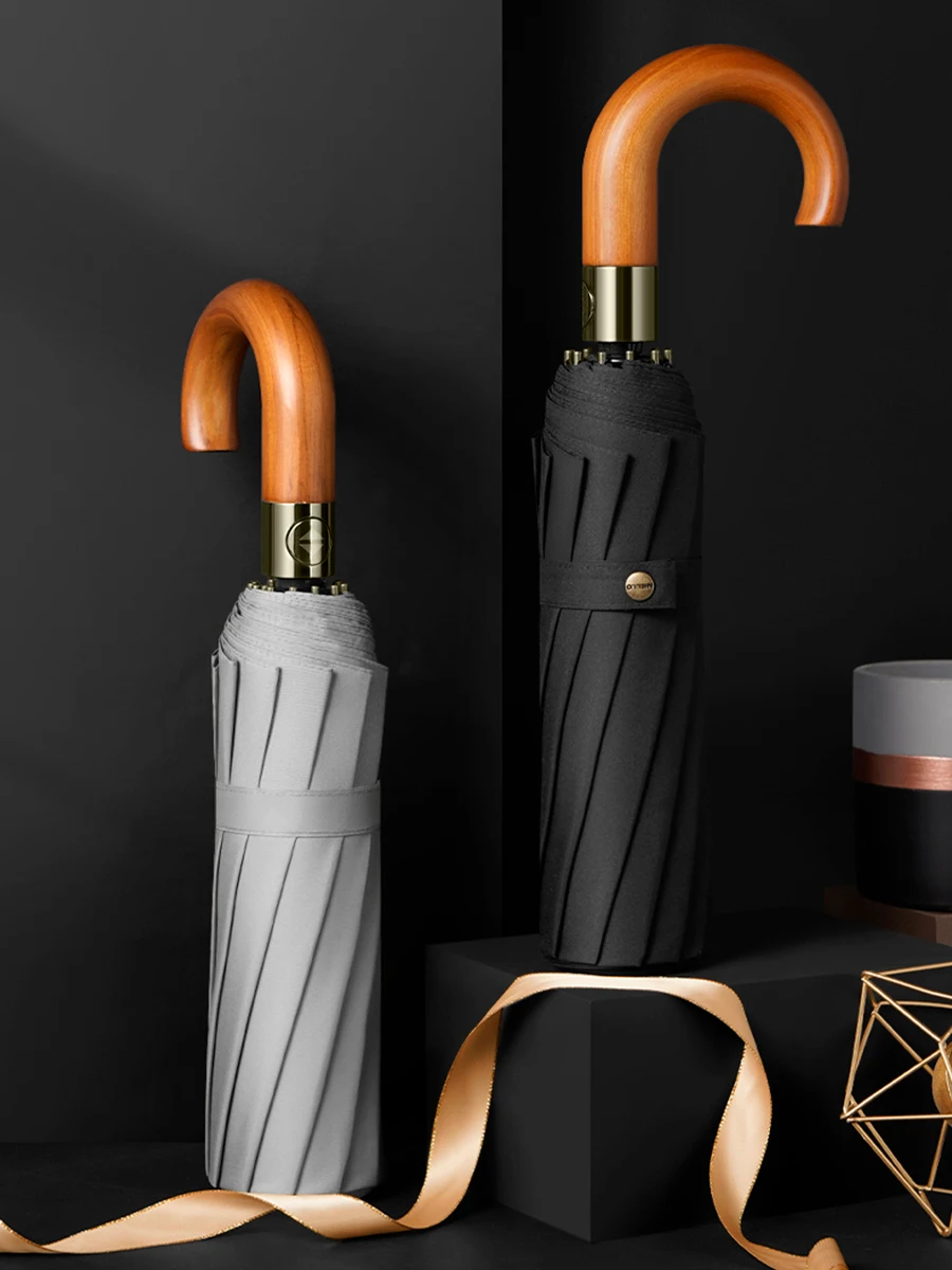 

Sturdy Businessman's Umbrella Large Automatic Windproof Stormproof Men's Rain Umbrella Reinforced Bendable Handle Compact Fol...