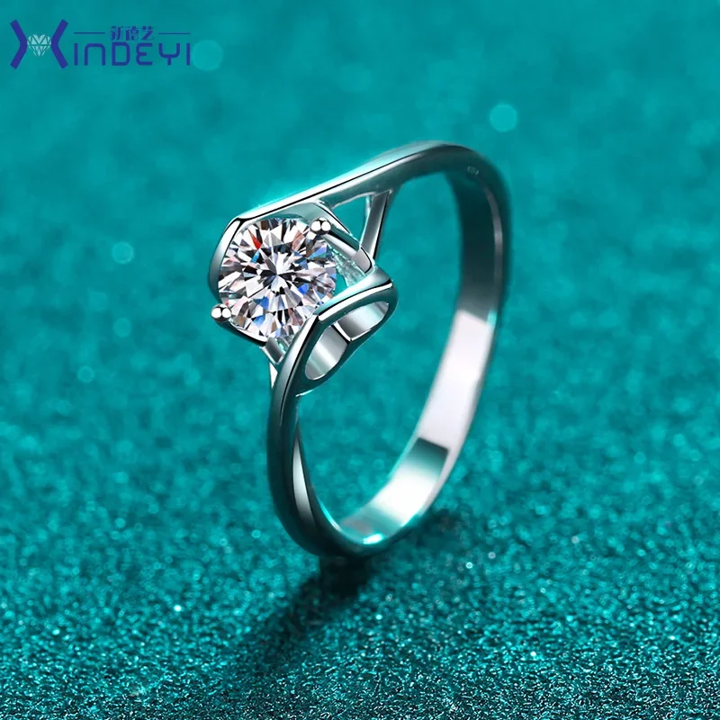 

0.5/1CT Moissanite Engagement Ring for Women S925 Pure Silver Angel Kiss Laboratory Certified Diamond Wedding Jewelry