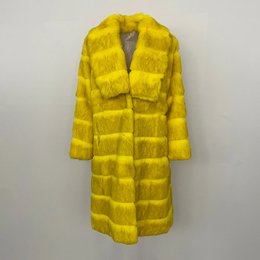

OFTBUY Real Fur Jacket Women Autumn Winter Women's Parka with Natural Fur Natural Rabbit Fur Coat Lapel Long Warm Thick