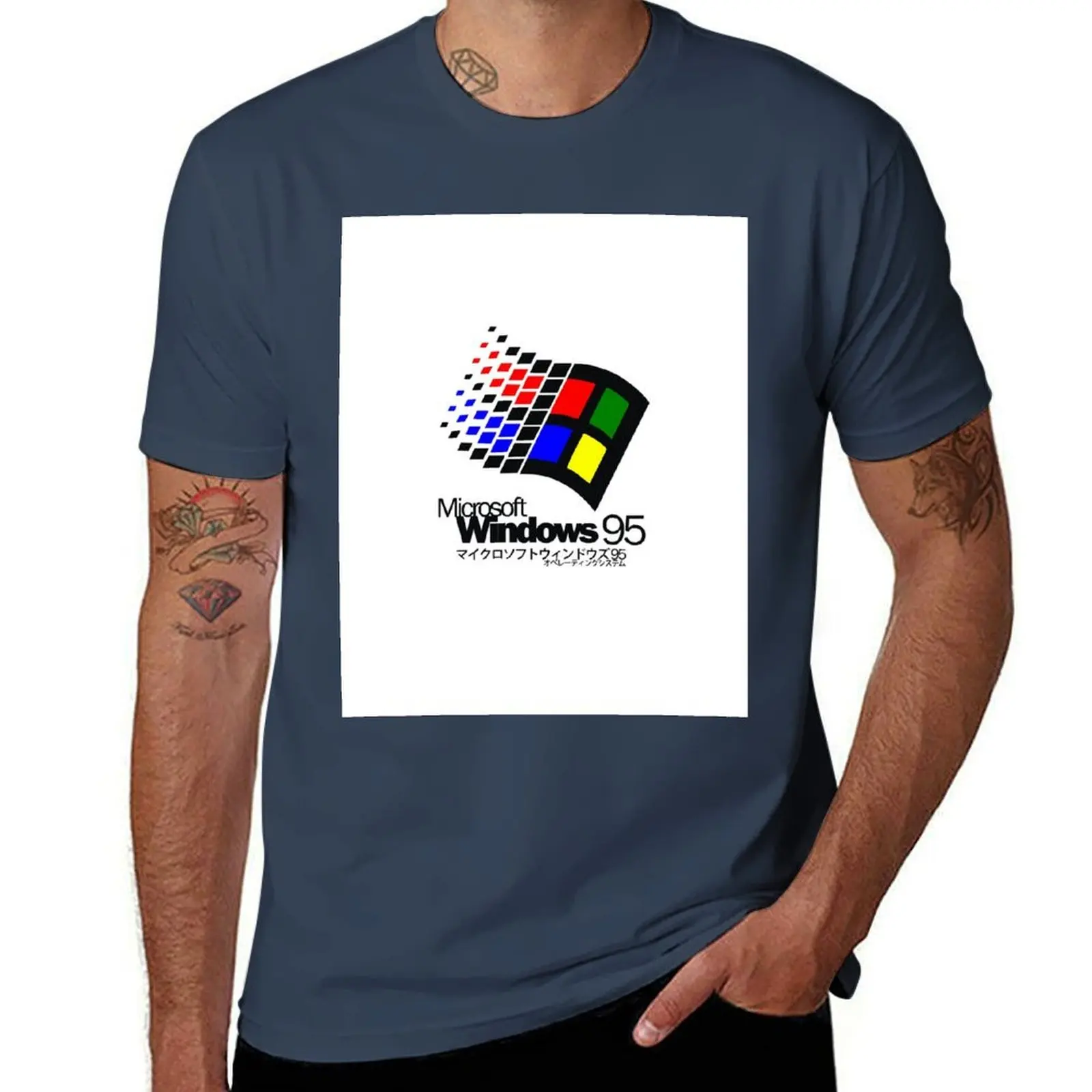 

Футболка с логотипом Windows 95, мужская футболка из хлопка, футболки из 100% хлопка, мужская футболка из 100% черного хлопка, однотонная мужская футболка в упаковке