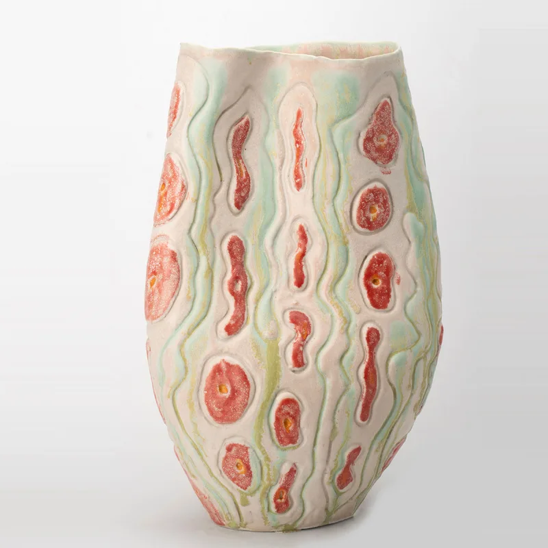 Medieval French Style Ceramic Handmade Vase Guest Restaurant Homestay Model Room Dried Flowers Advanced Sense Home