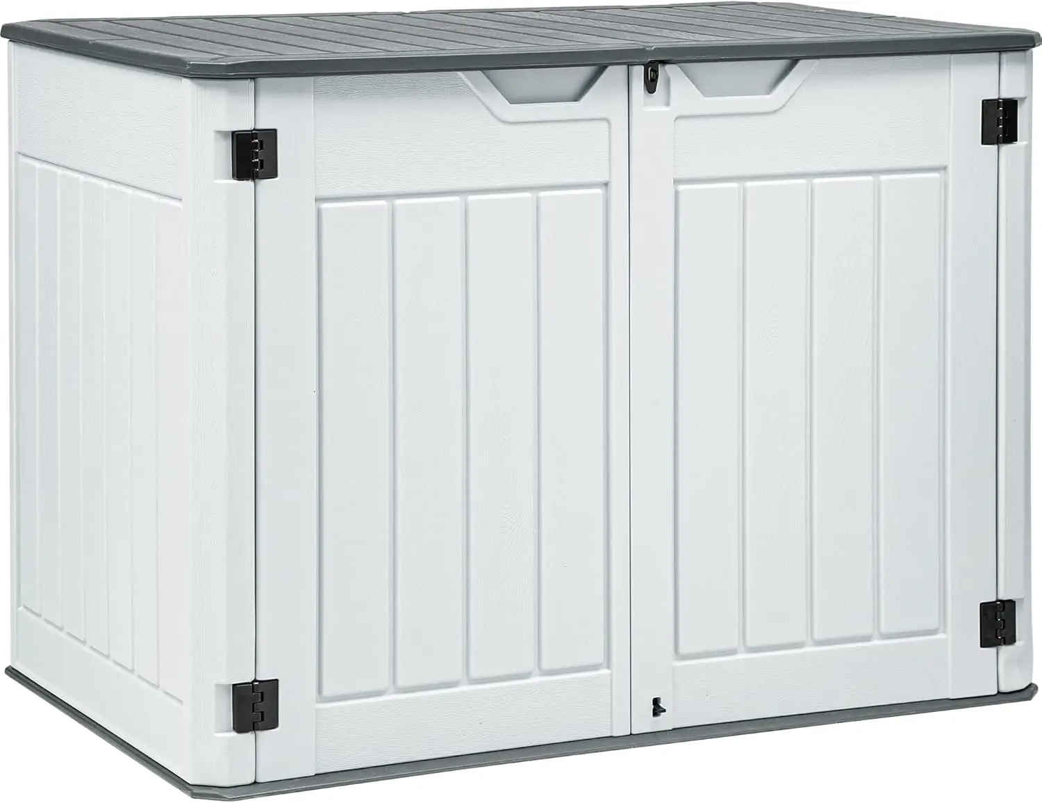 Large Outdoor Horizontal Storage Shed 47 cu ft Resin Tool Shed w/o Shelf Outdoor Waterproof Storage with Floor