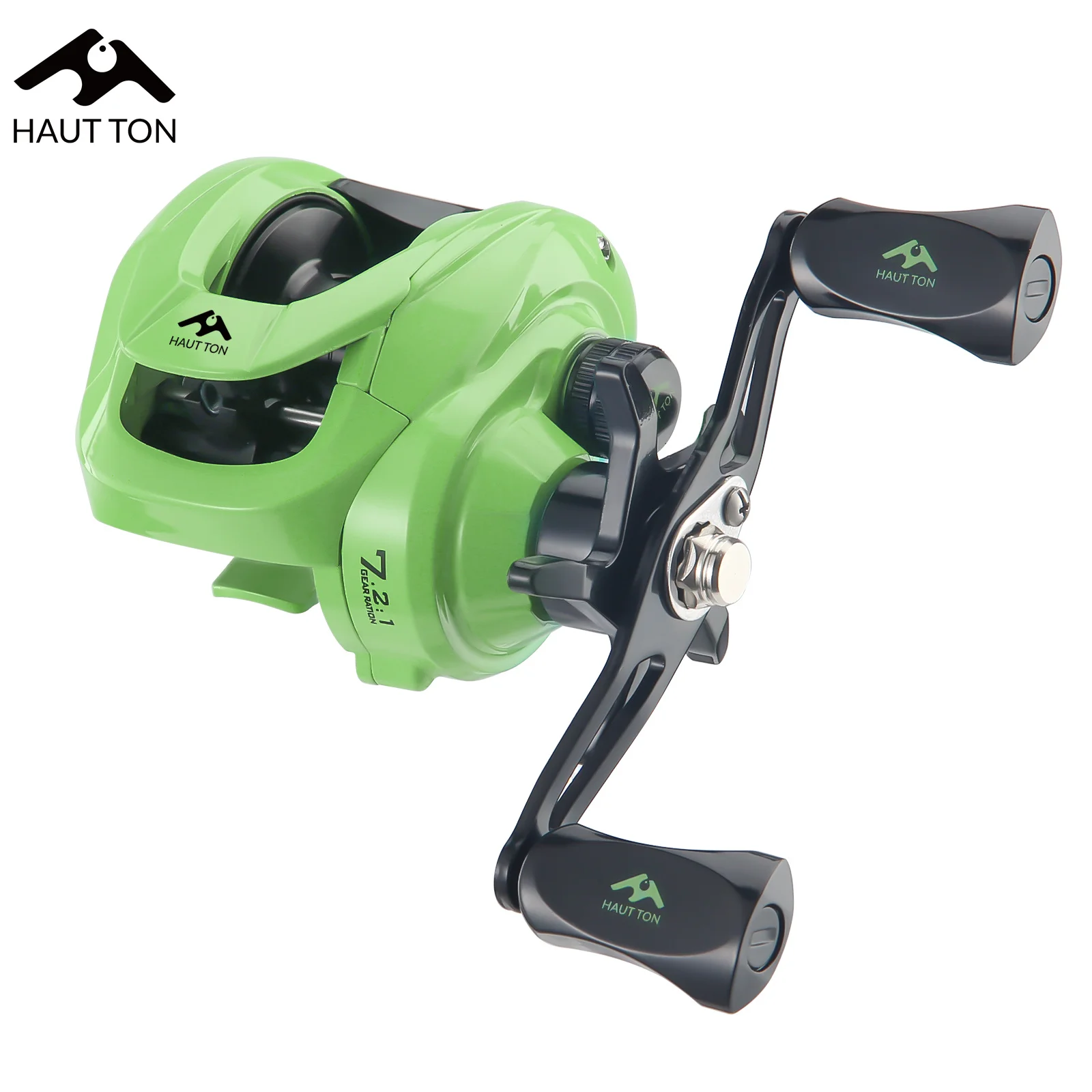 HAUT TON TT200 Green Baitcasting Fishing Reel Aluminum alloy Spool 7.2:1 High Speed Gear Ratio 4+1 Bearings 8KG/13.64Lb Max Drag