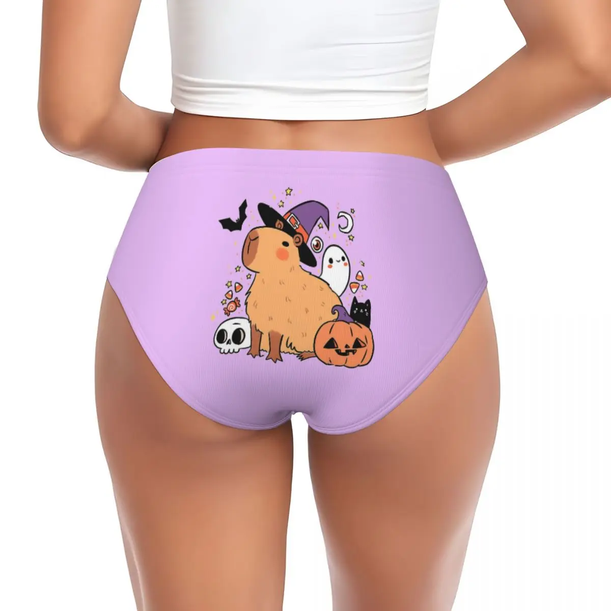 Custom Capybara Halloween Panties Briefs Women's Comfort Briefs Underwear Breathable Female Underpants