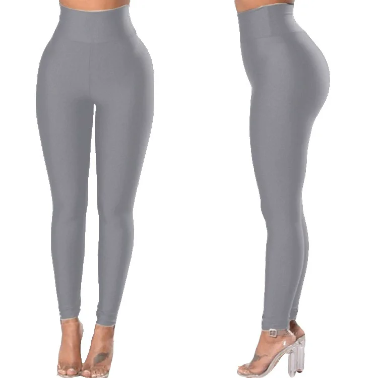 Women Gym Yoga Dance Running Cycling Sports Pants Pure Color Shiny Metallic Stretchy Leggings Pants
