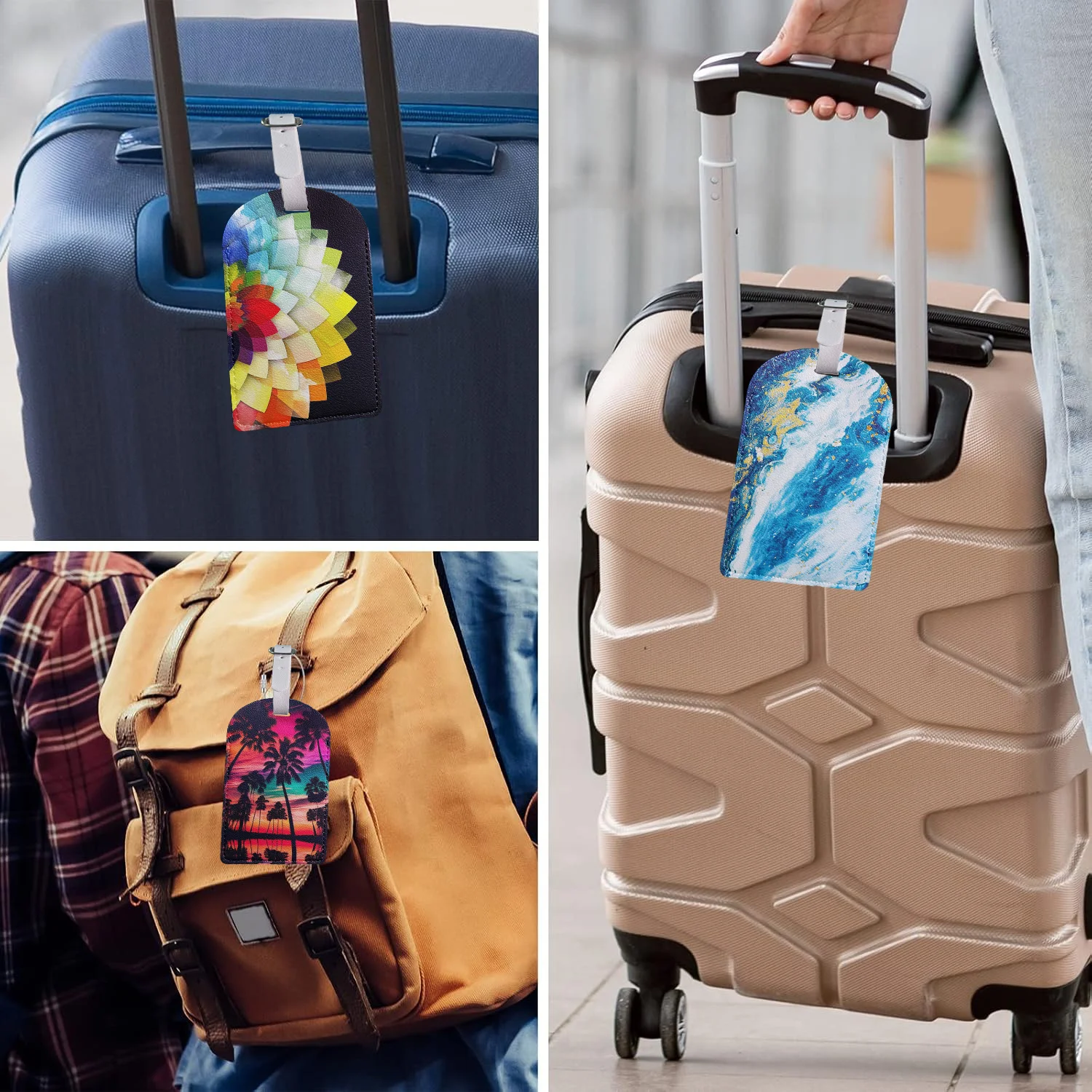 Flowers Landscape Marble Luggage Tags Personalized Suitcase Tag Airplane Travel Useful Accessories Privacy Cover Luggage Label