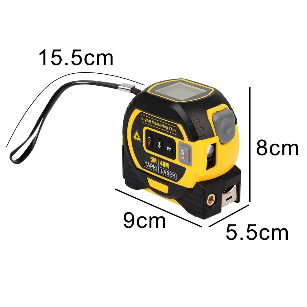 Tape Measure Ruler LCD Display with Backlight Distance Meter Building Measurement Device 5M 3 in 1 Laser Rangefinder