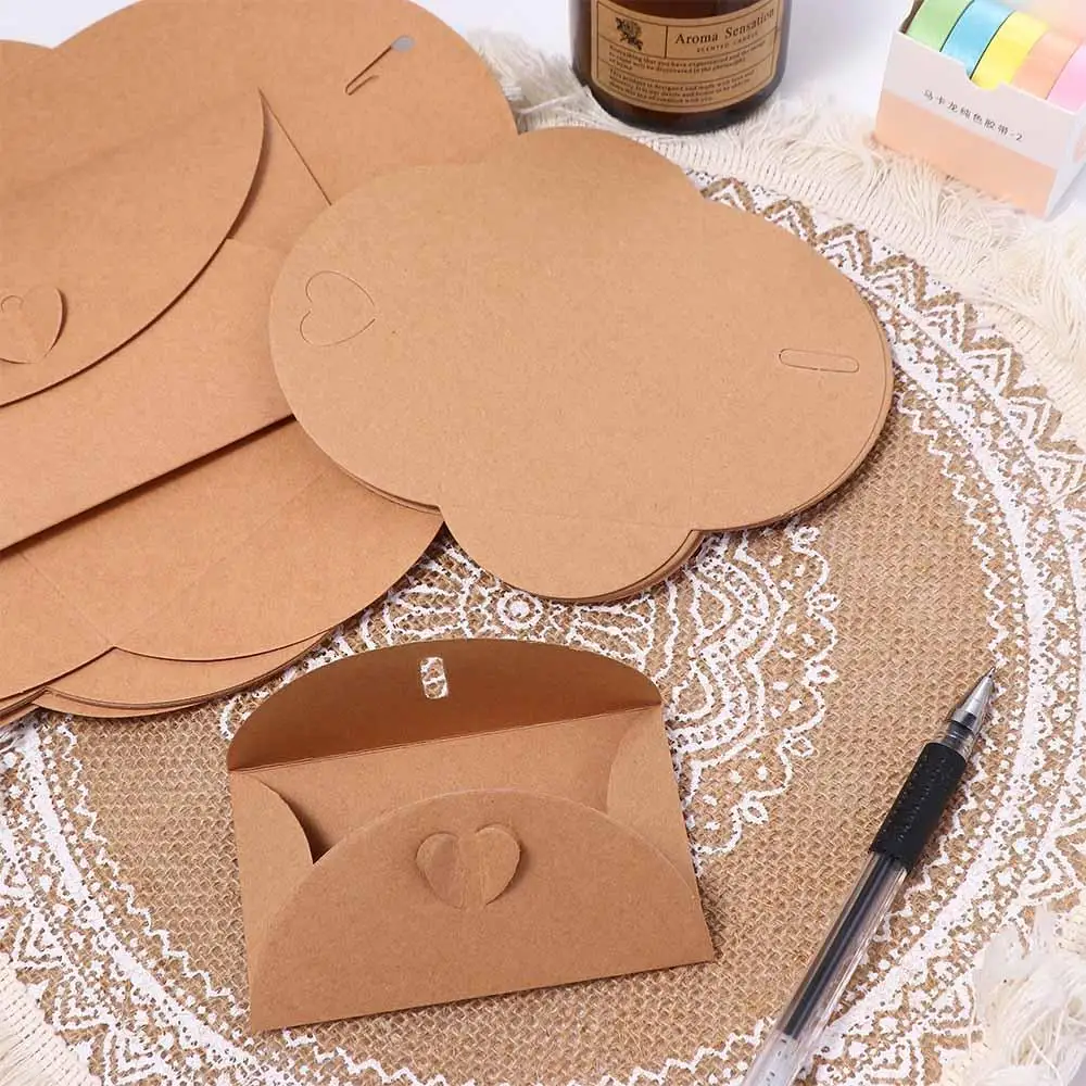 10pcs Vintage Gift Card Handmade Love Button Kraft Paper Envelope Paper Envelopes