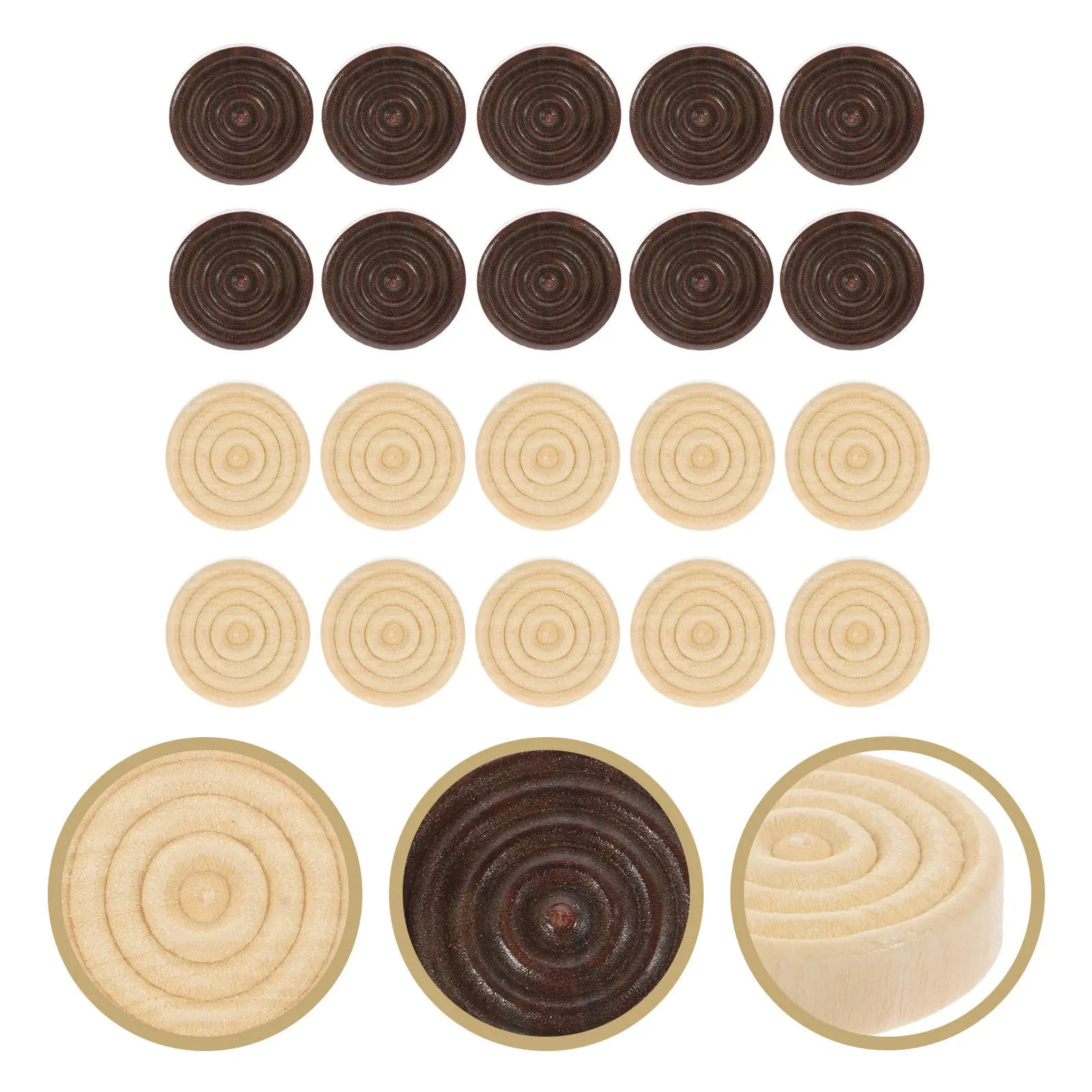 

48Pcs Draughts Checkers Pieces Wooden Game Accessories for Checker Set Round Wooden Checkers