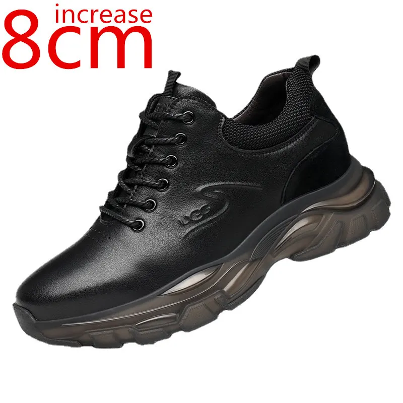 Casual Sneakers Heightening Shoes for Men 10cm Inner Height Increasing Shoe Cowhide Elevator 8cm Invisible Leather Shoes for Men