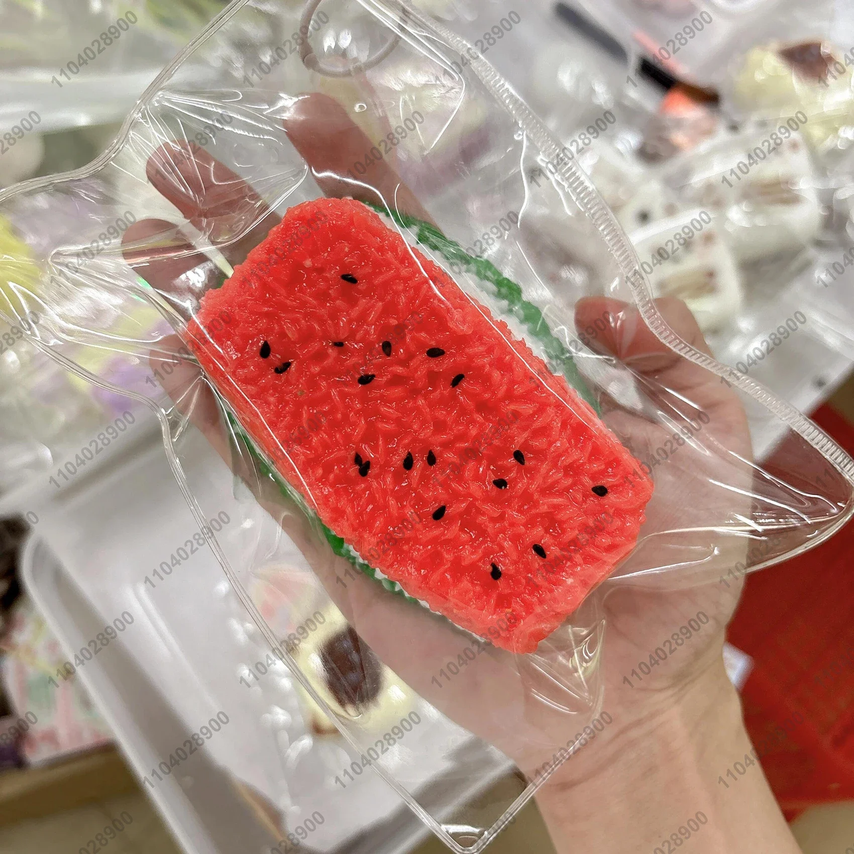 Watermelon Rice Cake Taba Squishy Watermelon Cake Pastry Silicone Squeeze Toy Release Stress Hand Relax Gift Toy