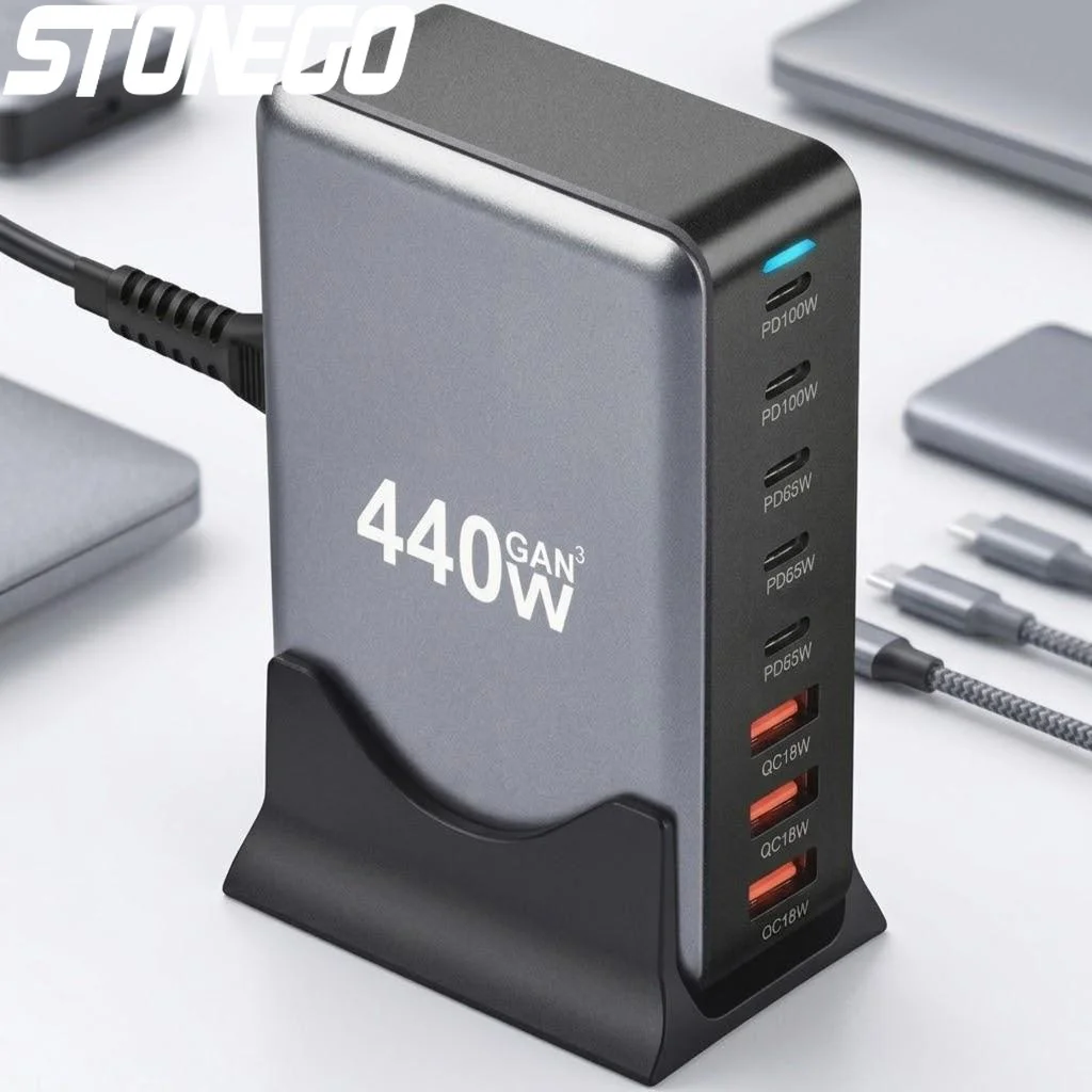 8ポートusb-c充電ステーション-440wハイパワー-100w-pdデュアルポート-macbook-pro-air、ipad、iphone-16-15-14-13-pro-max対応