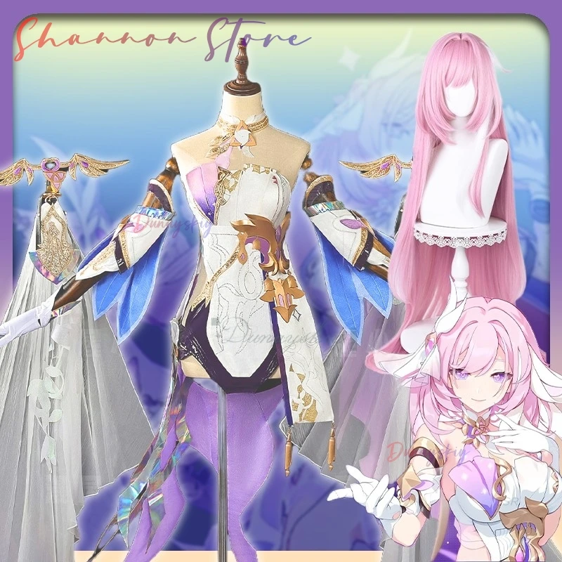 

Костюм для косплея Elysia, костюм для косплея и розовый парик, игра Honkai Impact 3, одежда для ролевых игр на Хэллоуин, карнавальный костюм для женщин
