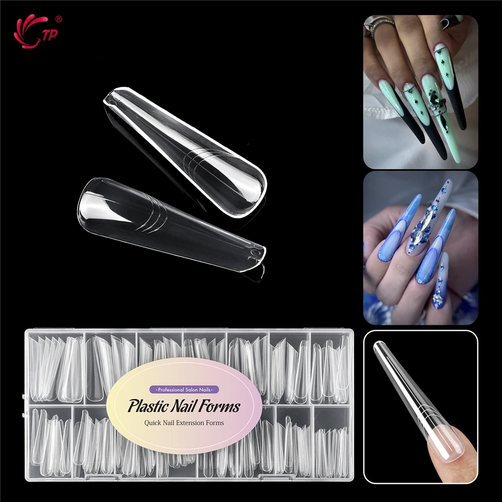 TP Full Cover Widen Dual Nail Forms 150pcs Poly Nail Gel Nail Molds Acrylic Nail Extension System False Nail Tips Manicure Tools