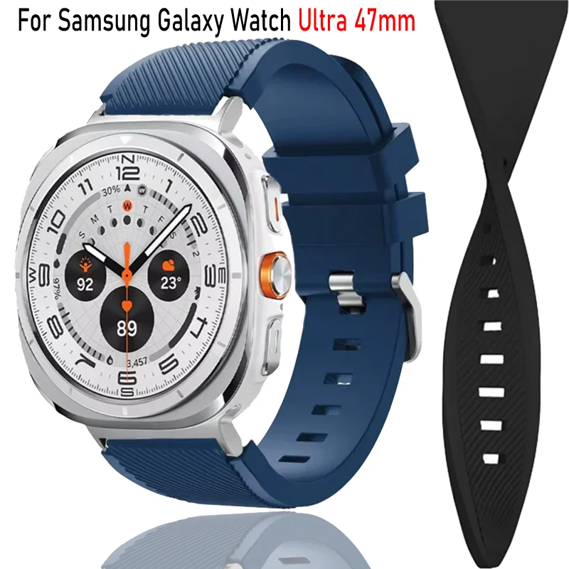 حزام سيليكون رياضي لساعة سامسونج جالاكسي 8 الترا 47 ملم مخطط ناعم قابل للتنفس سوار جالاكسي ساعة 7 الترا 47 ملم ملحق