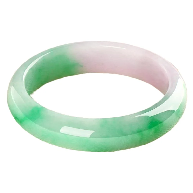 

Jade Bracelet Female Yu Bracelet Waxy Ice Type White Background Green Piaoyang Green Yu Jewelry