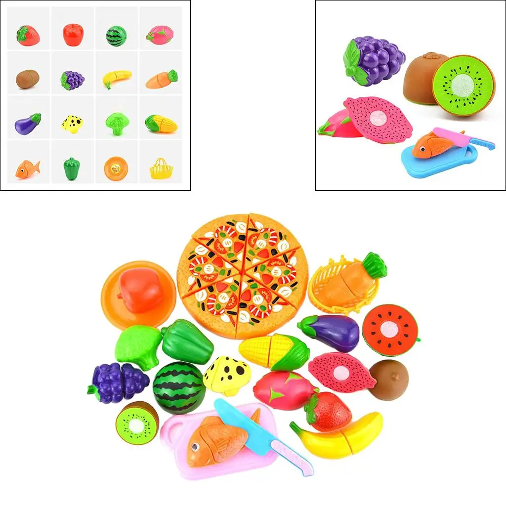 24 Pieces Children' Role Play Cutting Toy Set Grape Watermelon Eggplant