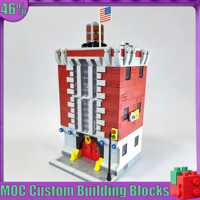 1120PCS MOC Firehall Headquarters Emergency Station Building Model Custom Puzzle Architecture DIY Assembly Educational Toy Gift
