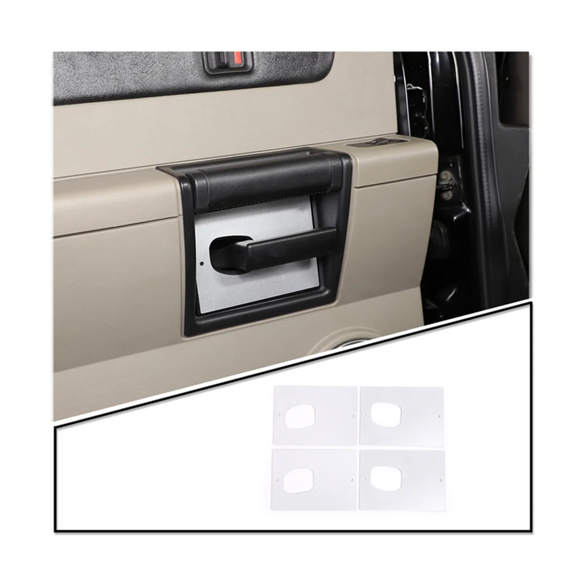 For Hummer H2 2003-2007 Inner Door Handle Bowl Panel Cover Trim Sticker Accessories ,Aluminum Alloy Silver