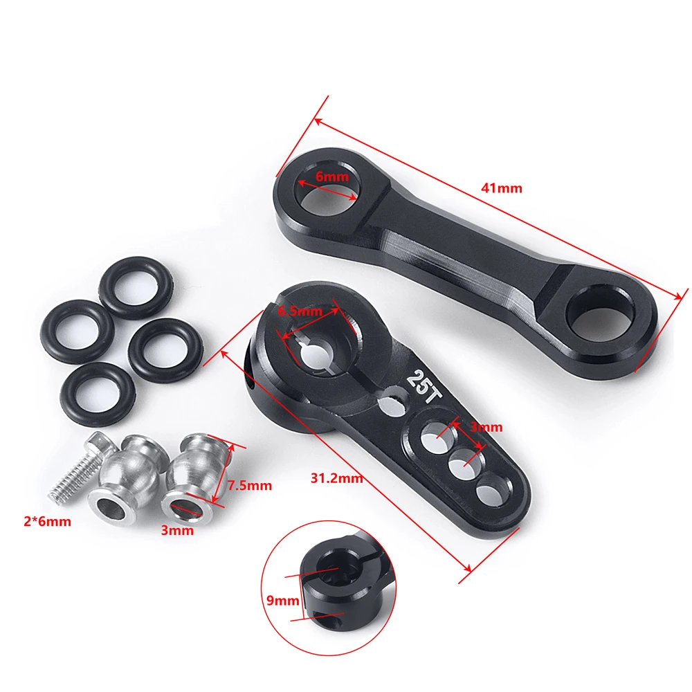 AXSPEED Servoarm- und Lenkgestänge, kippsichere Stoßdämpferhalterung, Rüstungsschutzplatte für Arrma Kraton 1/8 RC Car Buggy Upgrade-Teile