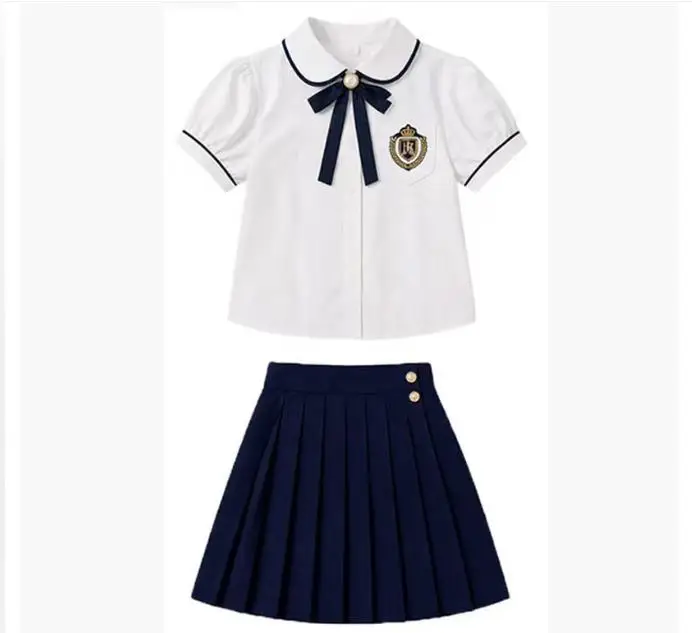 Girls Korean Japanese Preppy Blouse Skirts Boys Shirts Shorts Kids British Clothes Sets Children Summer Students School Uniforms