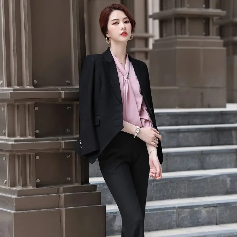 Women High Quality Asymmetric Formal Pant Suit 5XL Fashion Beige Khaki Blazer 2 Piece Set OL Ladies Winter Jacket With Trousers