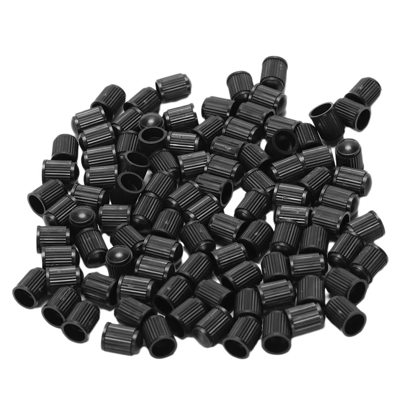 300X - Black Plastic Replacement Valve Caps. Cars, Trucks, Motorcycles, ATV. Schrader Tire Caps.