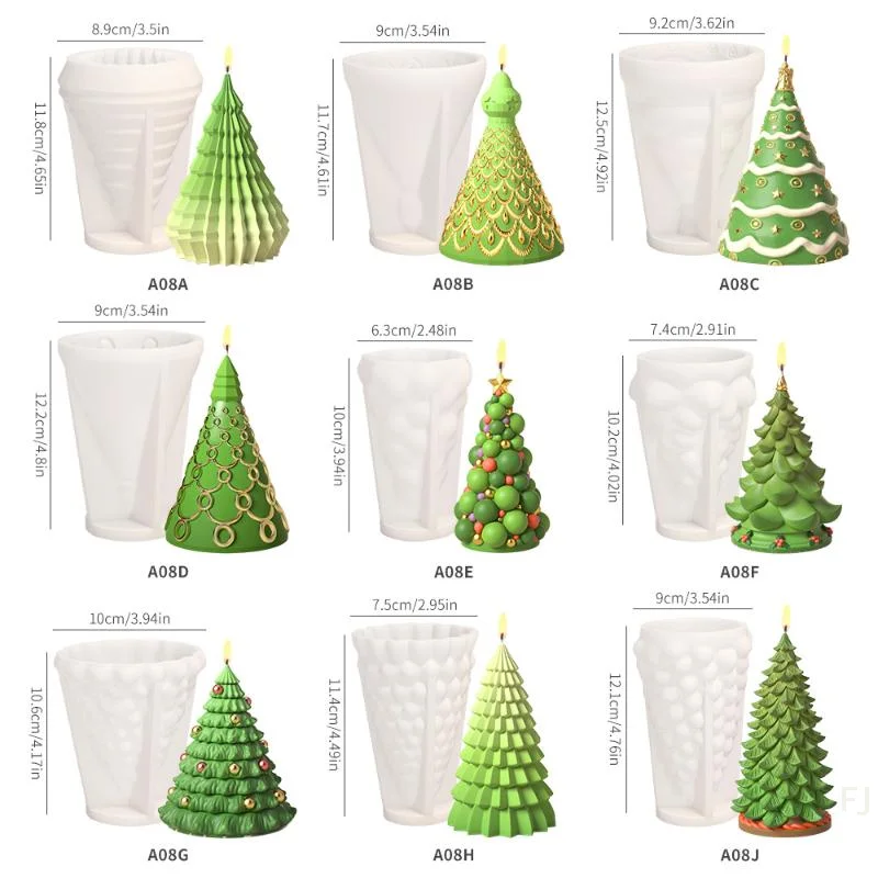 Silikonform, Bastelwerkzeug, 3D-Weihnachtsbaum, Duftkerze, Wachsguss, Aromatherapie, DIY-Gipsformen für festliche Bastelarbeiten