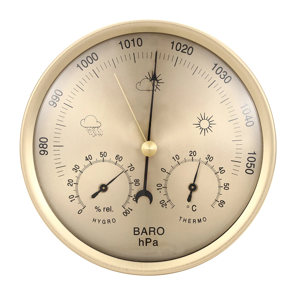 Three-in-one temperature, humidity, and barometer mechanical wall-mounted home use