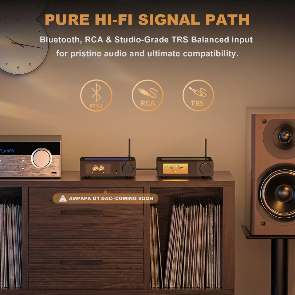 Ampapa D1 HiFiステレオBluetooth 5.2アンプ 2.0チャンネルホーム