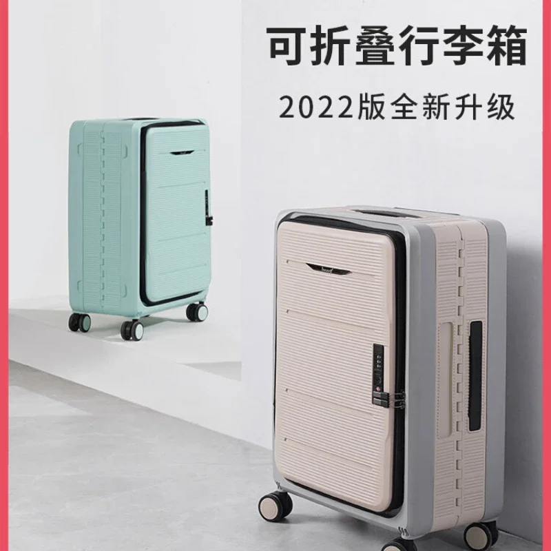 Foldable Front Fastening Luggage Women's Retro Boarding Password Suitcase Storage Multifunctional Trolley Case