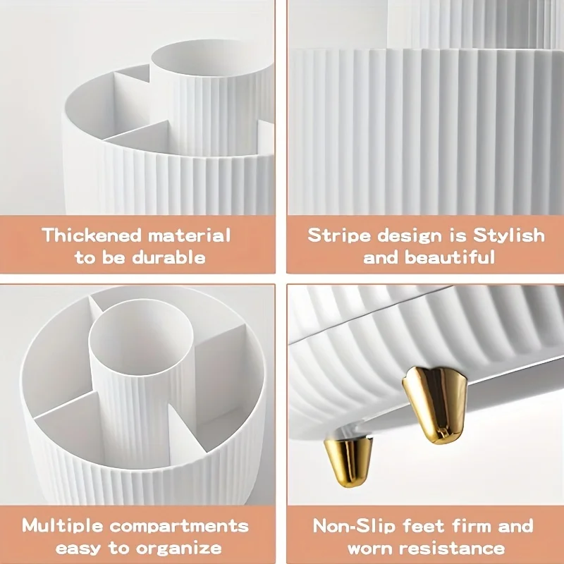 Rotatable Makeup Desktop Cosmetic Storage Box Organizer Large Capacity For Bathroom Portable Lipstick Makeup Brush Pen Holder