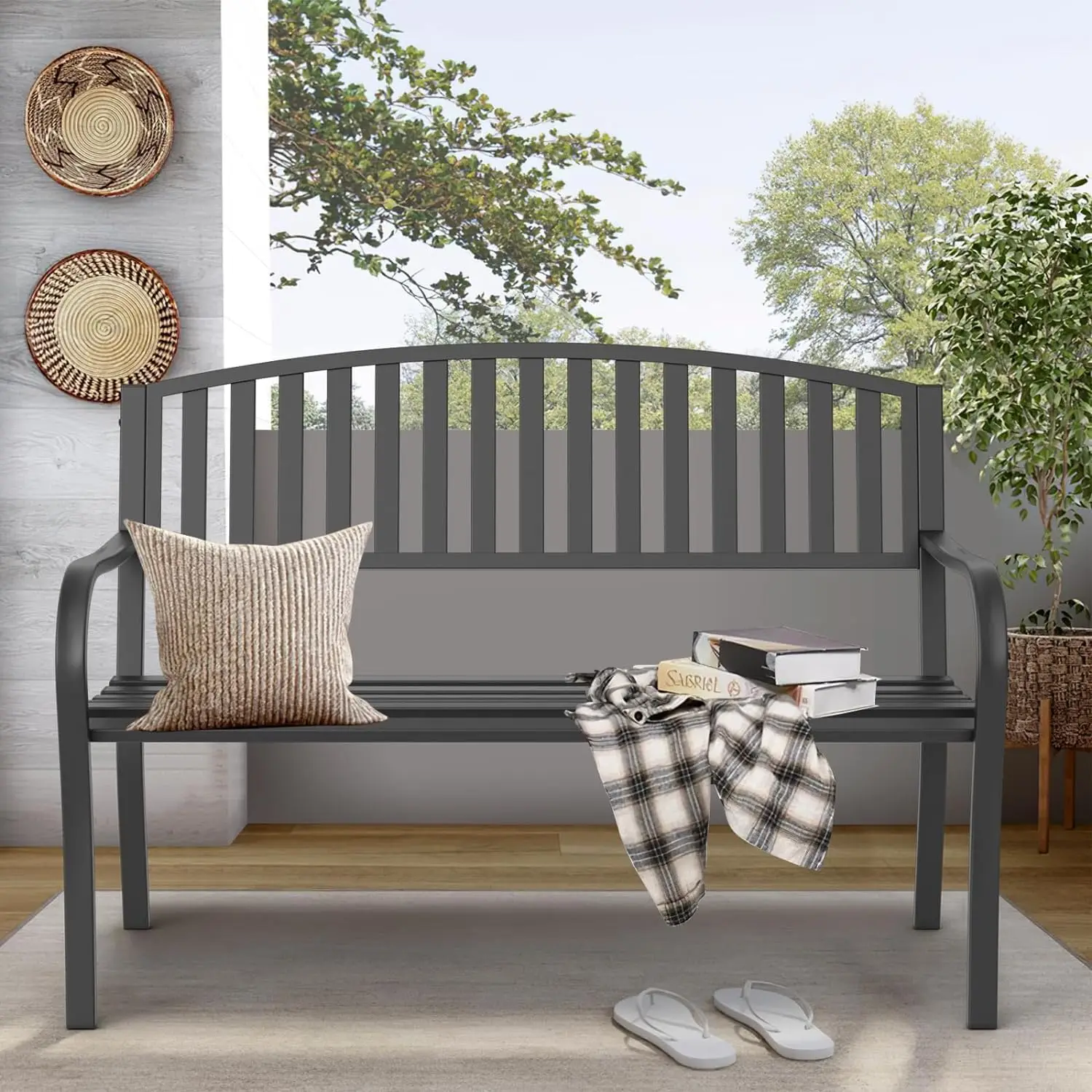 Outdoor Front Porch, Yard, Lawn, Deck Use, Cast Iron, Silver, Anti - Rust, Weatherproof