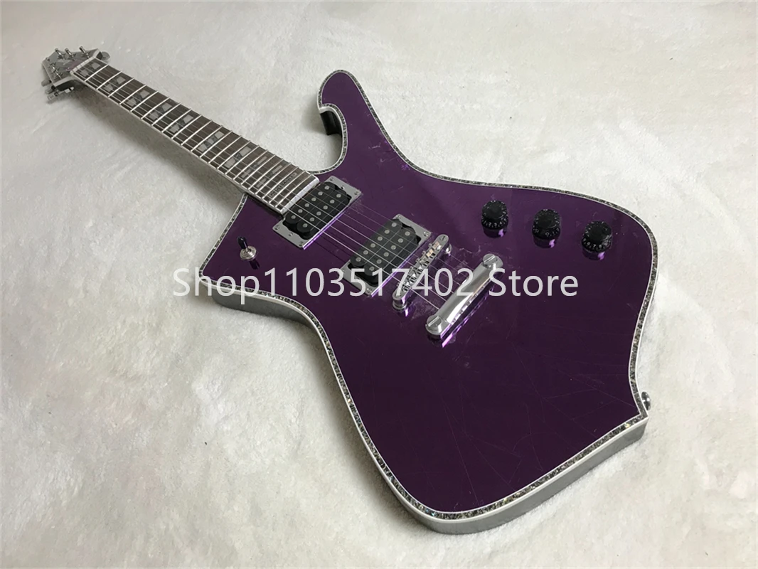 Iceman Paul Stanley Use Style Purple Mirror Electric Guitar Pickguard Abalone Body Binding Chrome Hardware