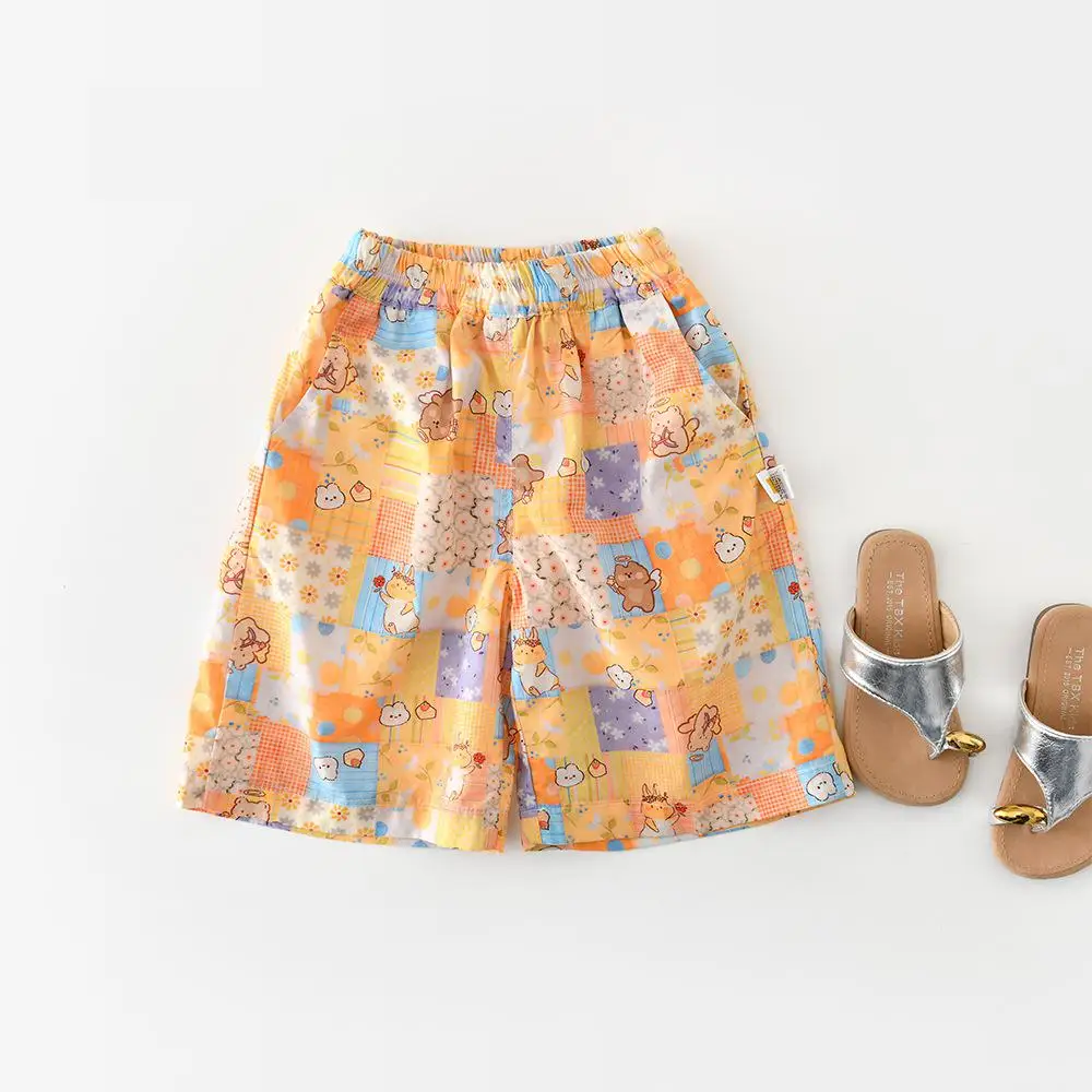 

Летние новые детские шорты 2026 года с милым мультяшным принтом, хлопковые повседневные штаны для малышей, свободные шорты для мальчиков и девочек, модная детская одежда