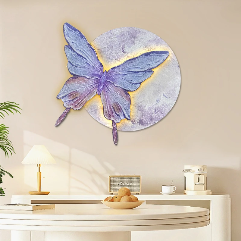 led lighting sandstone decorative paintings, sofa background wall with lights, living room hanging paintings, retro bedroom ligh