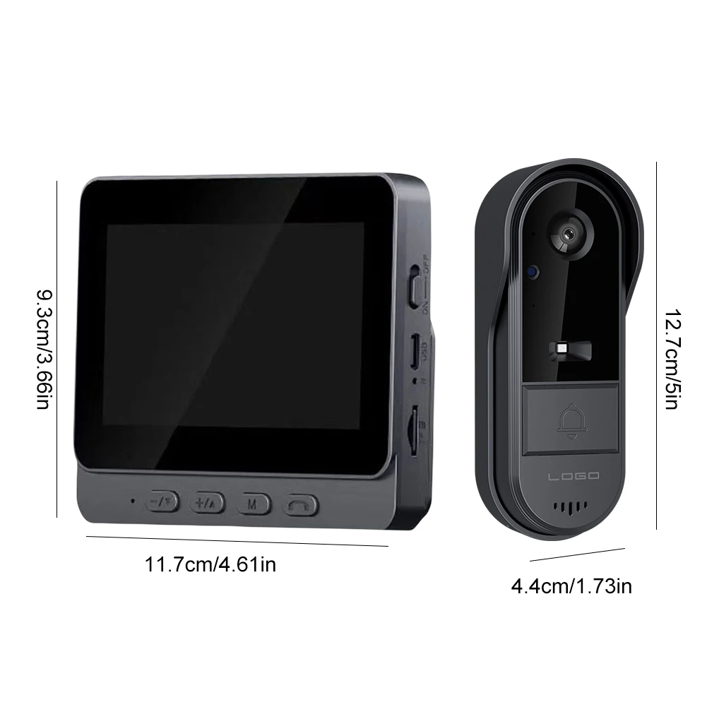 2.4G WiFi Wireless Visual Doorbell 4.3 Inch IPS Screen Eye Peephole Camera Waterproof Video Intercom Door Camera for Home Safety