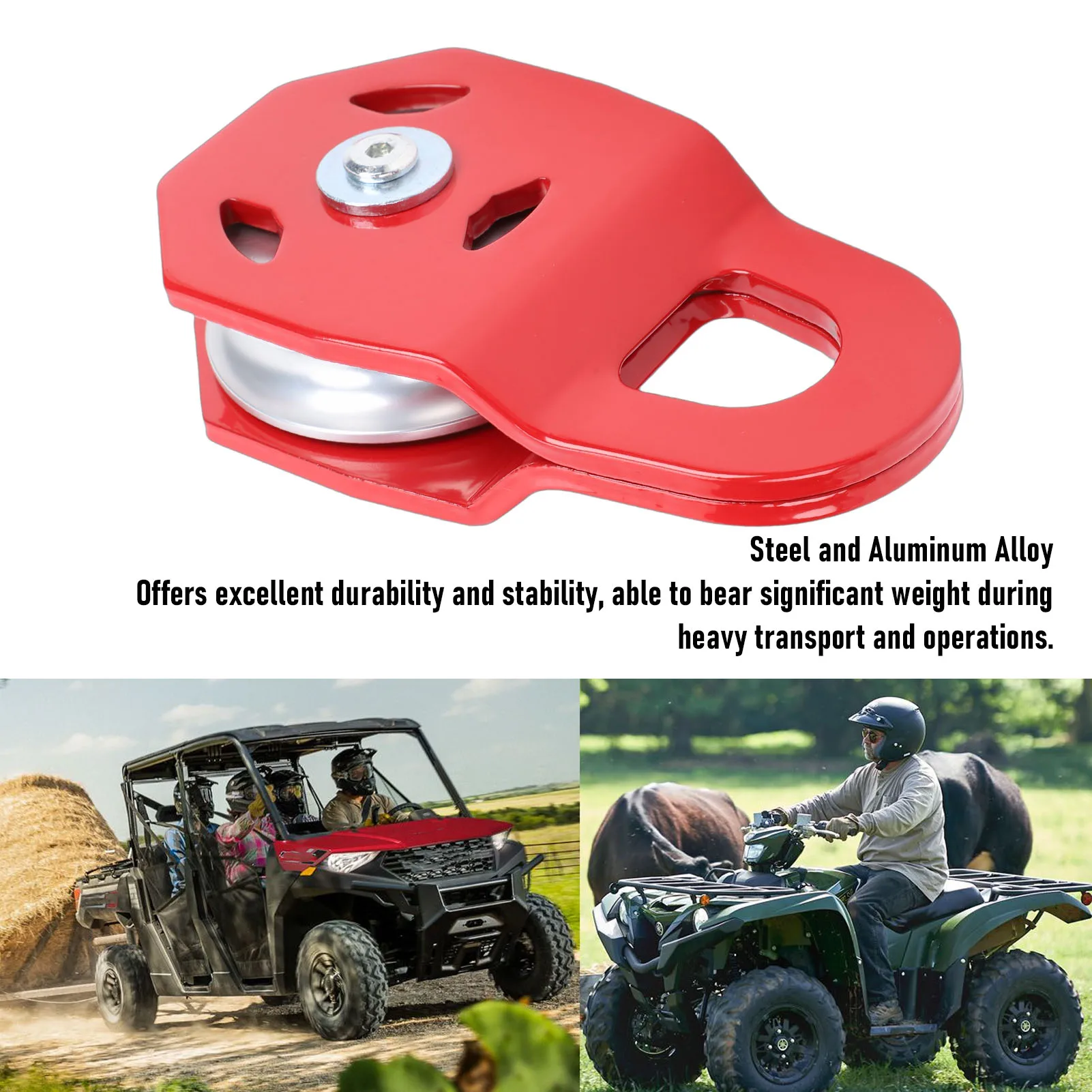 Winch Snatch Block 8 Ton Red Heavy Duty Multifunctional Towing Winch Snatch Block Pulley for Truck Tractor ATV UTV Accessories